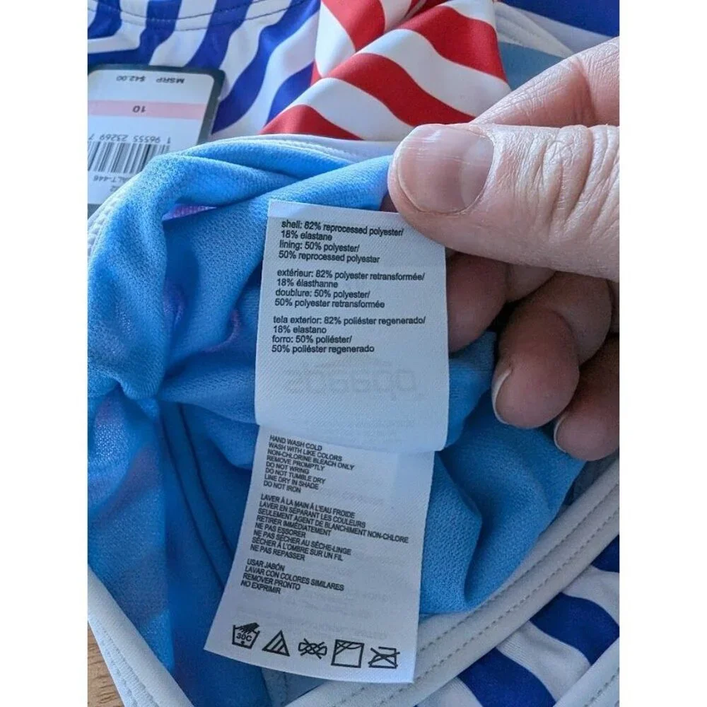 SPEEDO Swimsuit Kid Girls Size 16 One Piece Stripe Chlorine Resistant Summer NEW